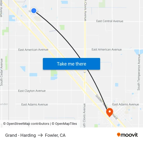 Grand - Harding to Fowler, CA map