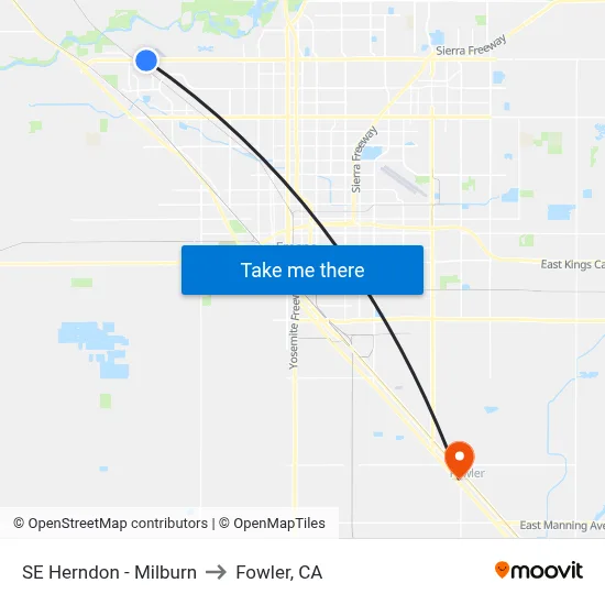 SE Herndon - Milburn to Fowler, CA map