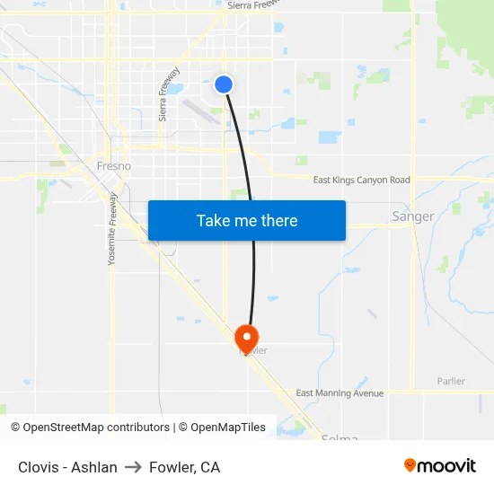 Clovis - Ashlan to Fowler, CA map