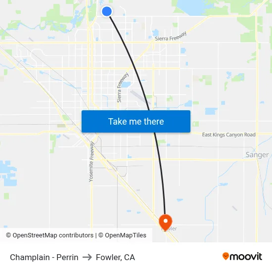 Champlain - Perrin to Fowler, CA map