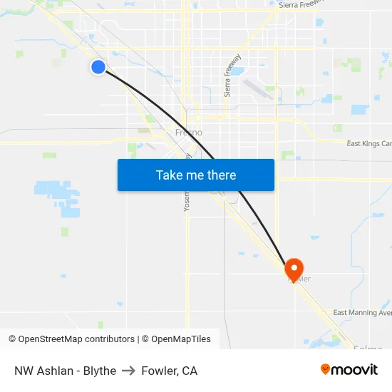 NW Ashlan - Blythe to Fowler, CA map
