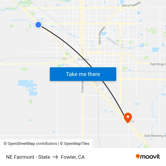 NE Fairmont - State to Fowler, CA map