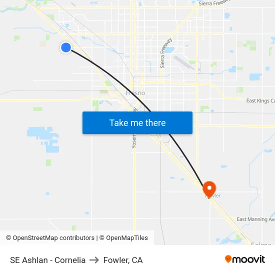 SE Ashlan - Cornelia to Fowler, CA map