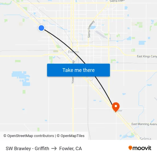 SW Brawley - Griffith to Fowler, CA map