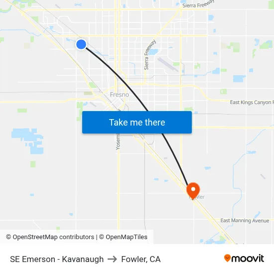 SE Emerson - Kavanaugh to Fowler, CA map