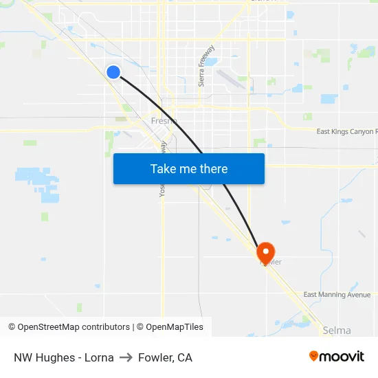 NW Hughes - Lorna to Fowler, CA map