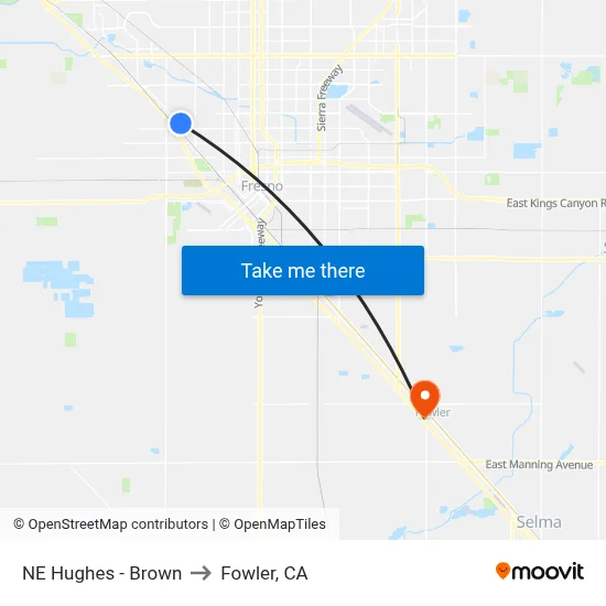 NE Hughes - Brown to Fowler, CA map