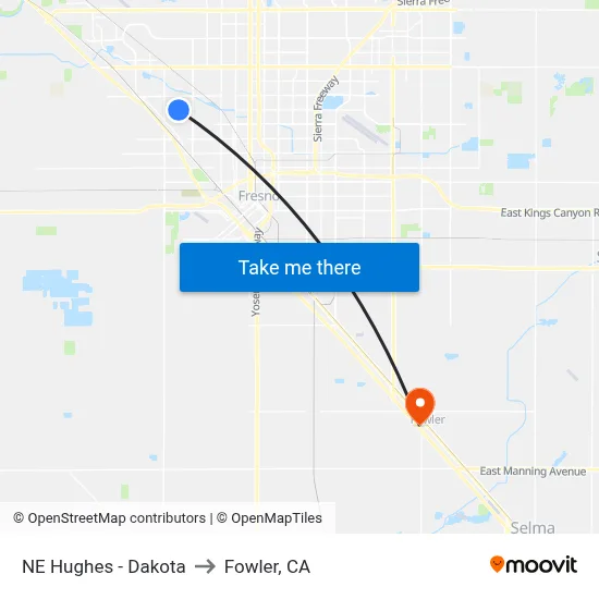 NE Hughes - Dakota to Fowler, CA map