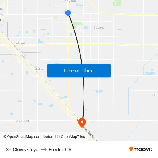 SE Clovis - Inyo to Fowler, CA map