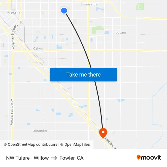 NW Tulare - Willow to Fowler, CA map