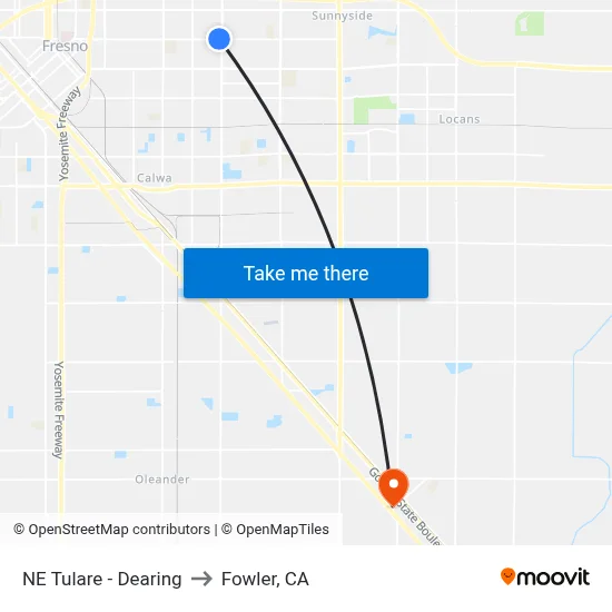 NE Tulare - Dearing to Fowler, CA map
