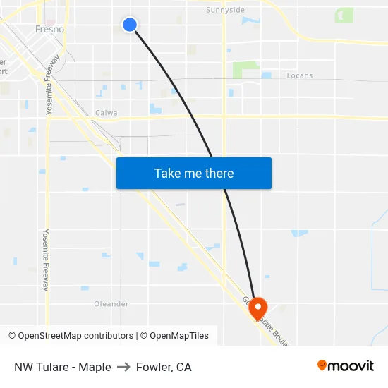 NW Tulare - Maple to Fowler, CA map