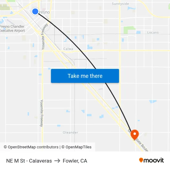 NE M St - Calaveras to Fowler, CA map