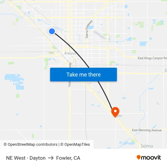 NE West - Dayton to Fowler, CA map