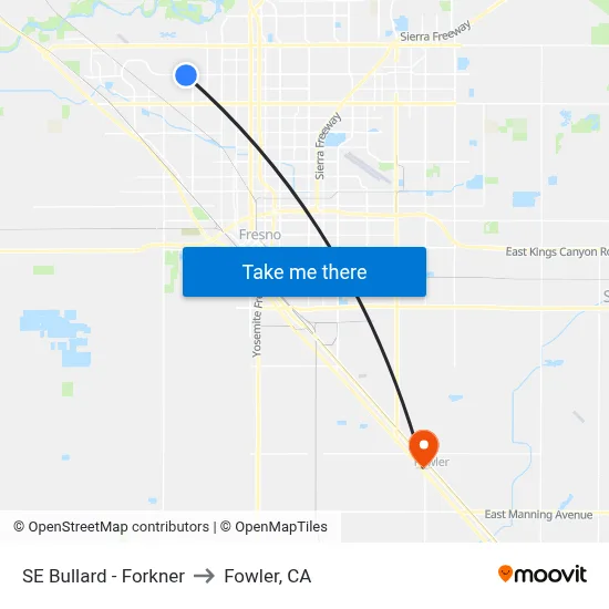 SE Bullard - Forkner to Fowler, CA map