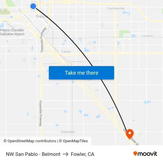 NW San Pablo - Belmont to Fowler, CA map