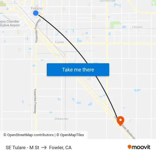 SE Tulare - M St to Fowler, CA map