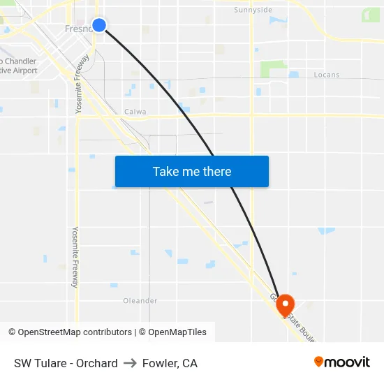 SW Tulare - Orchard to Fowler, CA map