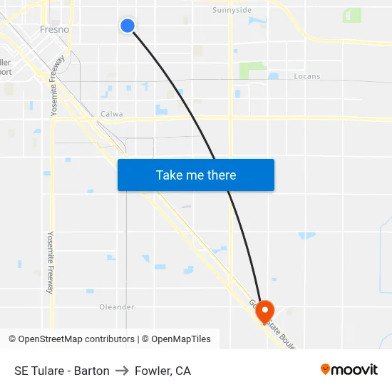 SE Tulare - Barton to Fowler, CA map