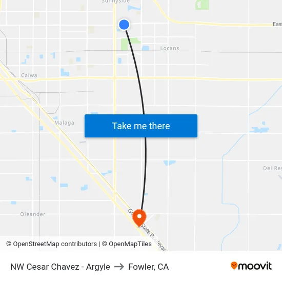 NW Cesar Chavez - Argyle to Fowler, CA map