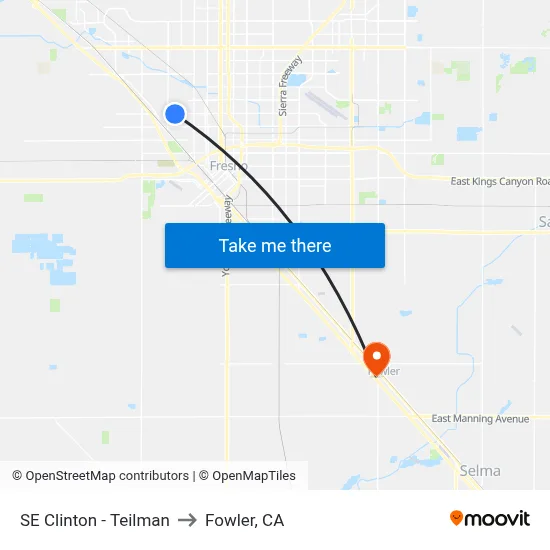 SE Clinton - Teilman to Fowler, CA map