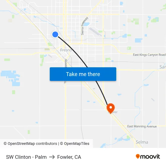 SW Clinton - Palm to Fowler, CA map