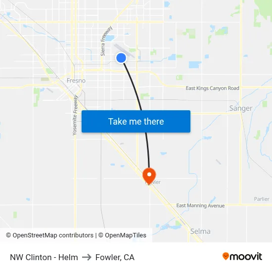 NW Clinton - Helm to Fowler, CA map
