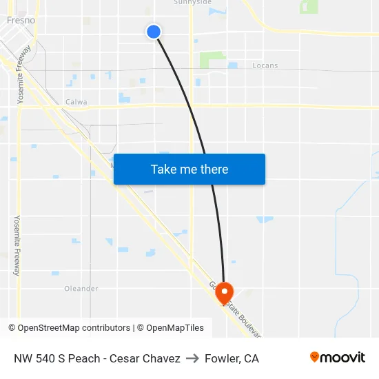 NW 540 S Peach - Cesar Chavez to Fowler, CA map