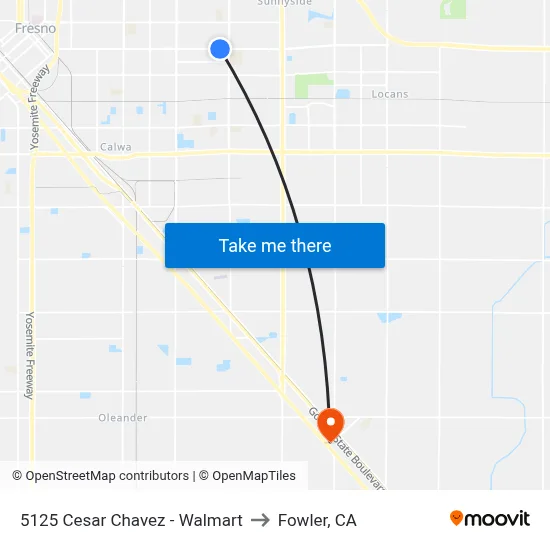 5125 Cesar Chavez - Walmart to Fowler, CA map