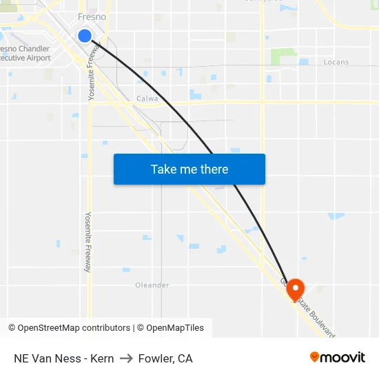 NE Van Ness - Kern to Fowler, CA map