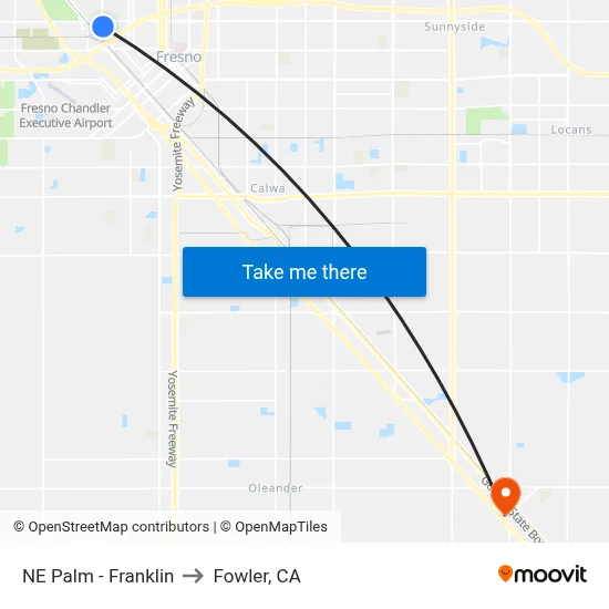 NE Palm - Franklin to Fowler, CA map