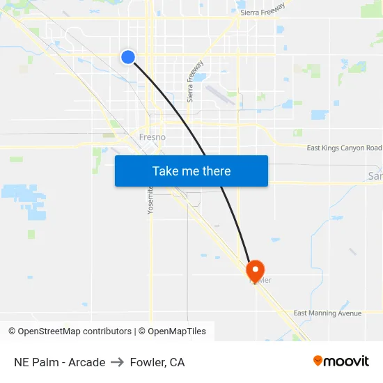 NE Palm - Arcade to Fowler, CA map