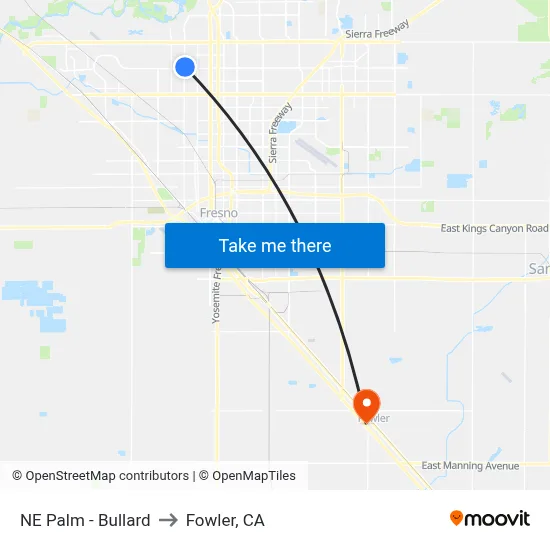 NE Palm - Bullard to Fowler, CA map