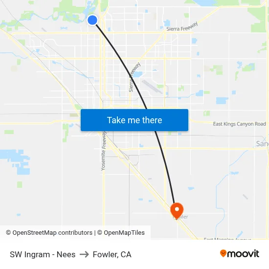 SW Ingram - Nees to Fowler, CA map