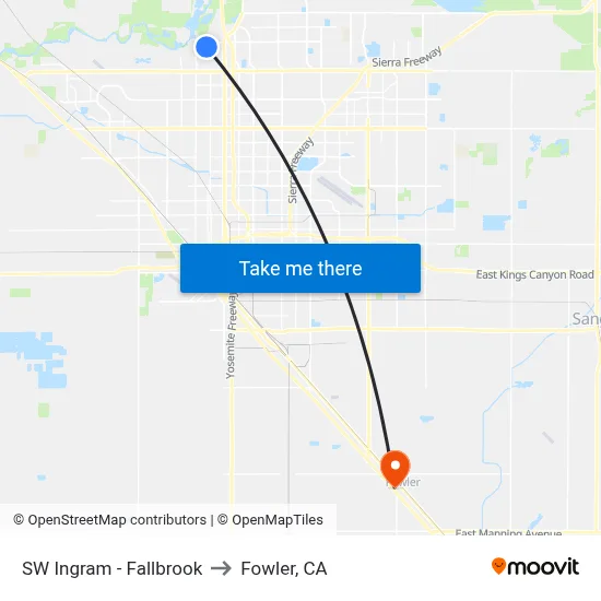 SW Ingram - Fallbrook to Fowler, CA map