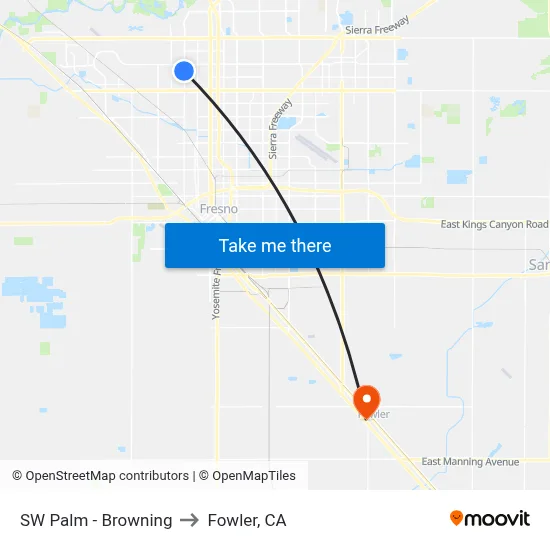 SW Palm - Browning to Fowler, CA map