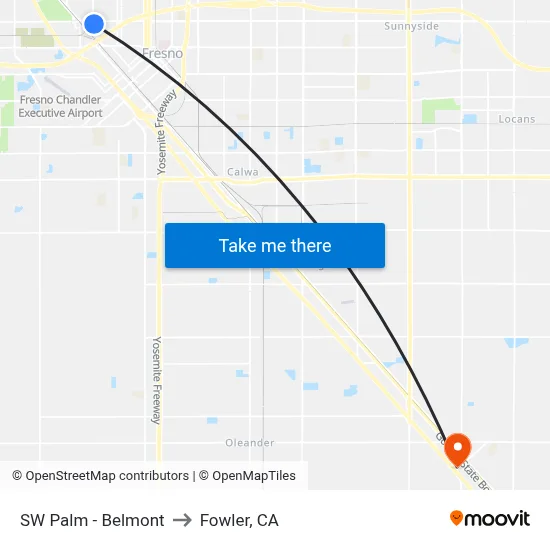 SW Palm - Belmont to Fowler, CA map
