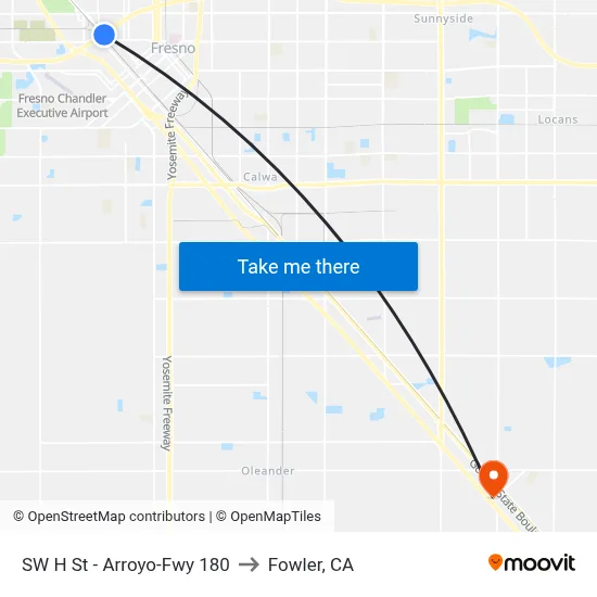 SW H St - Arroyo-Fwy 180 to Fowler, CA map