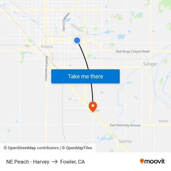 NE Peach - Harvey to Fowler, CA map