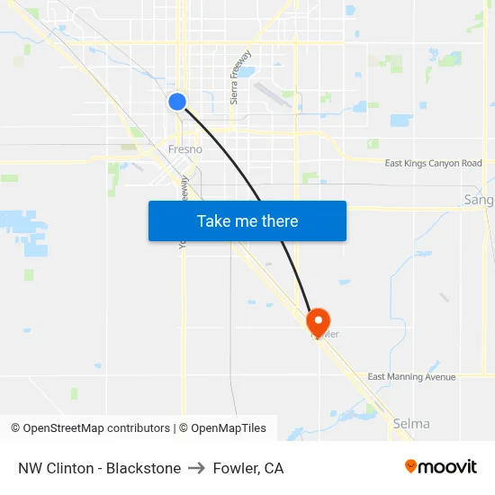 NW Clinton - Blackstone to Fowler, CA map