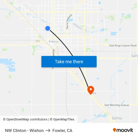NW Clinton - Wishon to Fowler, CA map