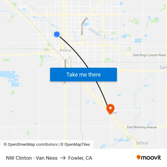 NW Clinton - Van Ness to Fowler, CA map
