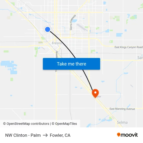 NW Clinton - Palm to Fowler, CA map
