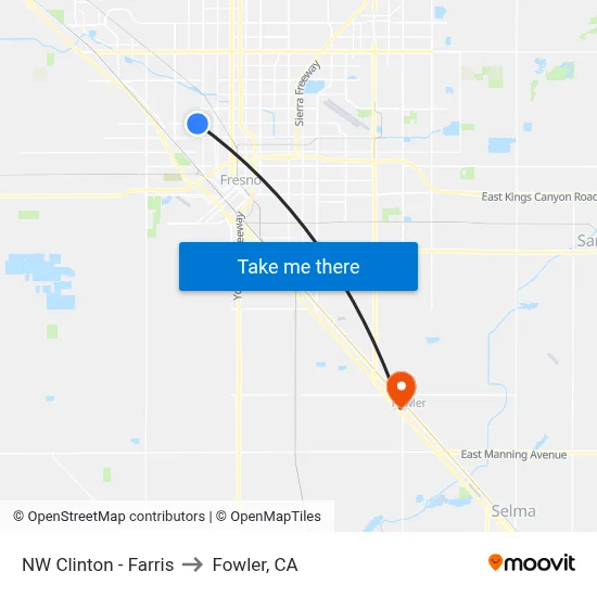 NW Clinton - Farris to Fowler, CA map