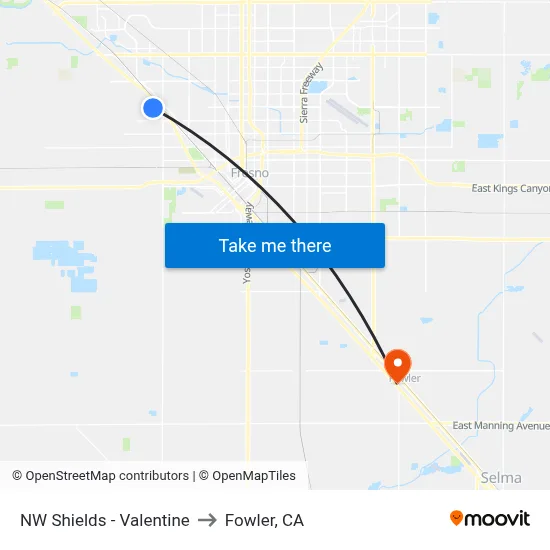 NW Shields - Valentine to Fowler, CA map