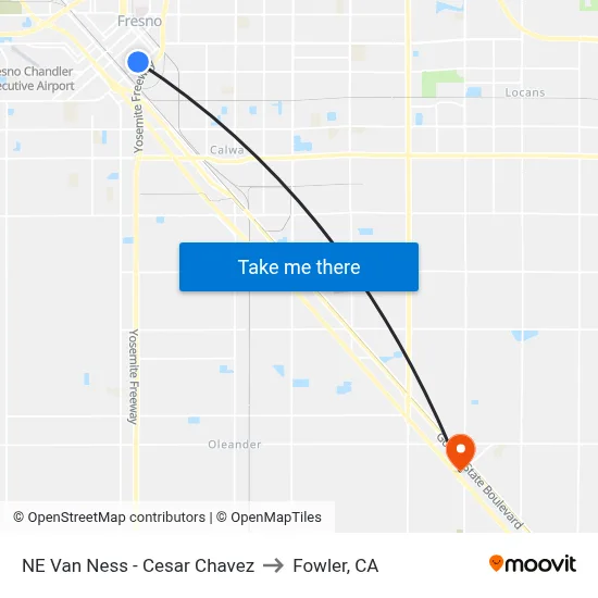 NE Van Ness - Cesar Chavez to Fowler, CA map