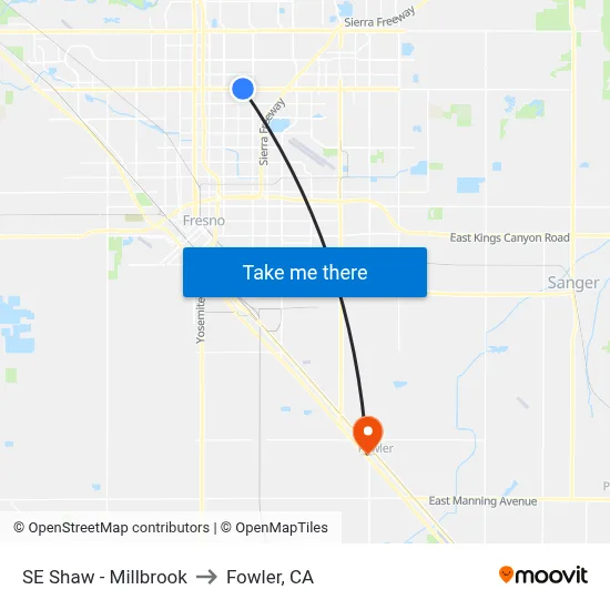 SE Shaw - Millbrook to Fowler, CA map