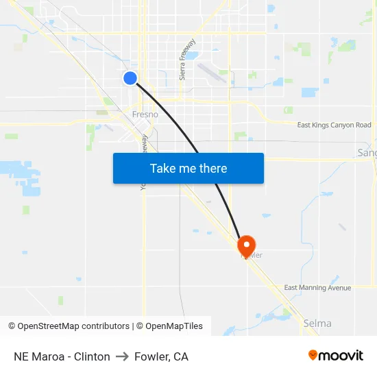 NE Maroa - Clinton to Fowler, CA map