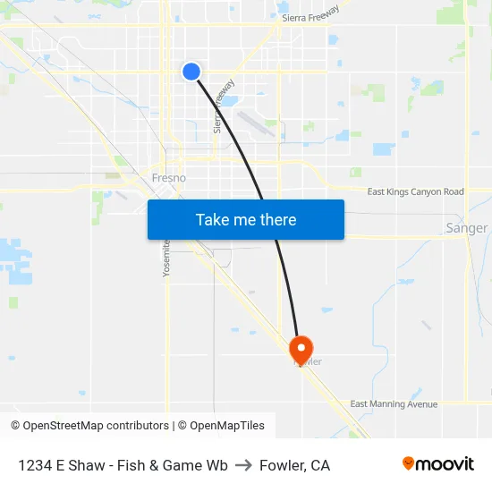 1234 E Shaw - Fish & Game Wb to Fowler, CA map