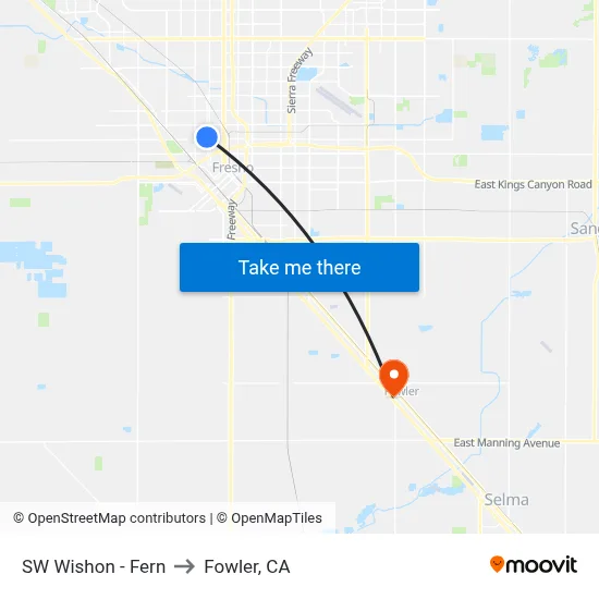SW Wishon - Fern to Fowler, CA map